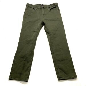 Jachs New York Jeans Mens 34/29 Olive Green Cotton Stretch Mid Rise Straight Leg